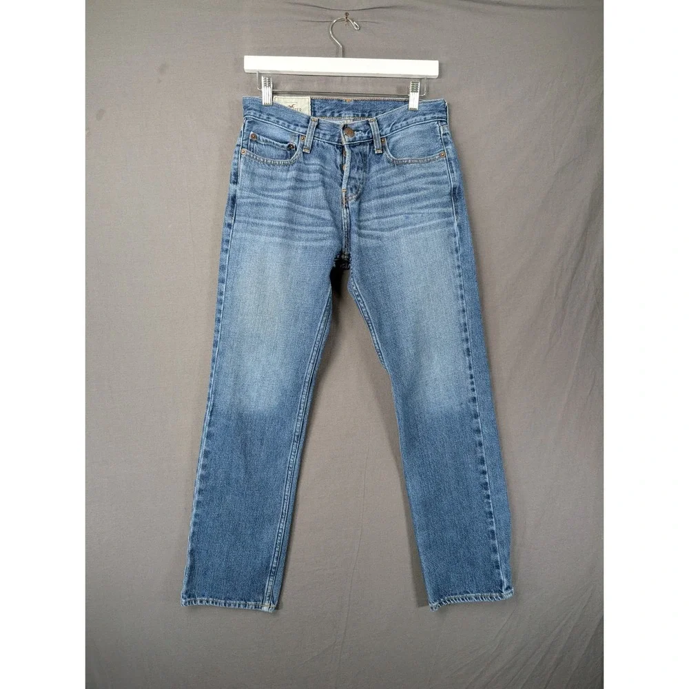 Hollister Mens Straight Leg Jeans Blue Denim Medium Wash 28x30